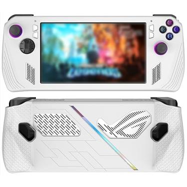 Imagem de Capa de silicone para console de jogos, capa de silicone macio à prova de poeira, compatível com o console de jogos portátil para ASUSS ROG Ally, acessório de capa de pele de proteção. (Branco)