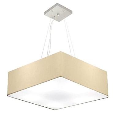 Imagem de Lustre Pendente Quadrado Cúpula Tecido 15/50x50 cm, Vivare Iluminação, Pendente4032 LA, Algodão Cru, Médio