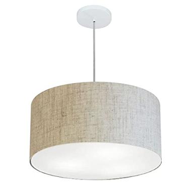 Imagem de Lustre Pendente Cilíndrico Cúpula Tecido 45x25 cm, Vivare Iluminação, Pendente4242 RST, Rustico Bege, Médio