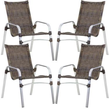 Imagem de Kit 4 Cadeiras Emily em Alumínio e Fibra Sintética Trama