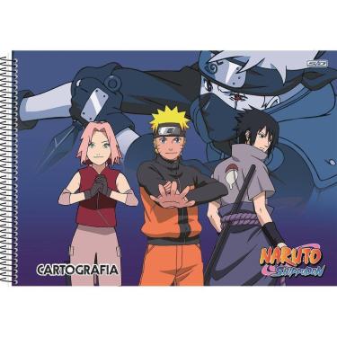 Imagem de Caderno de Desenho Cartográfia Espiral Anime Naruto 1 Matéria 60 Folhas São Domingos
