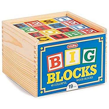 Imagem de Schylling ABC Big Blocks - Blocos de Alfabeto de Madeira de 48 Peças
