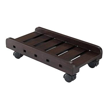 Imagem de GRFIT Suporte de CPU para PC de mesa carrinho de torre, suporte de chão de torre de PC de madeira carrinho de suporte de CPU com rodas embaixo da mesa (suporte de torre de PC marrom (cor: marrom, tamanho: CH)