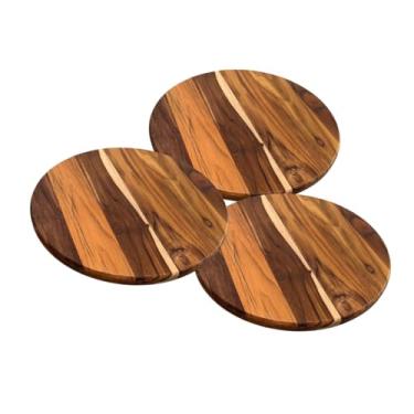 Imagem de Kit 3 Tábuas 40cm De Madeira Teca Para Cortar E Servir Pizza