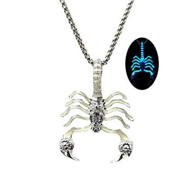 Imagem de Colar escorpião escorpião pingente de aço inoxidável luminoso escorpião inseto colar para mulheres e homens, joia legal que brilha no escuro presente, Aço inoxidável, Sem Pedra Preciosa