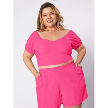 Imagem de Conjunto Plus Size Shorts e Cropped Verão com Amarração 2023-Feminino
