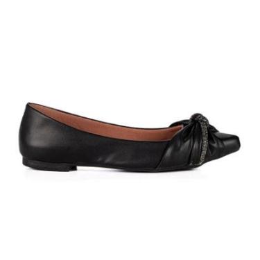 Imagem de Sapatilha Feminina Casual Ana Lia Preto Com Strass E Bico Oval-Feminino