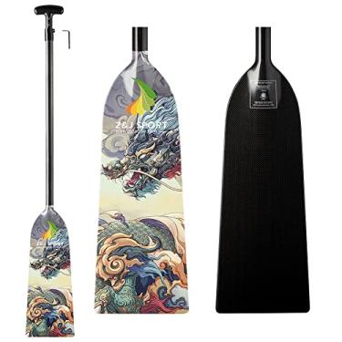 Imagem de Z&J SPORT Raquete ajustável de barco, raquete de fibra de carbono aprovada pela IDBF, raquete gráfico de dragão com ajustador para corrida de barco dragão com alça ajustável em T (faixa: 43"-52"/110cm-132cm) (SCB3)