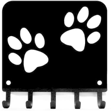 Imagem de The Metal Peddler Porta-chaves com estampa de pata e suporte de coleira de cachorro - 23 cm de largura - Feito nos EUA