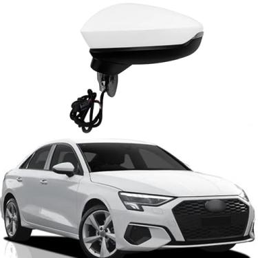 Imagem de Substituição do espelho lateral do motorista adequado para Audi A3 A3L 2019, 2020, 2021, 2022, conjunto de espelho lateral para acessórios Audi, montagem de espelho retrovisor lateral (10 fios)