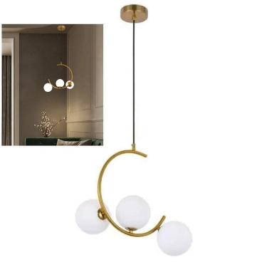 Imagem de Lustre Luminaria Pendente Meia Lua Enfeite Luxo Sala Quarto Cozinha Recepçao Moderno Comer
