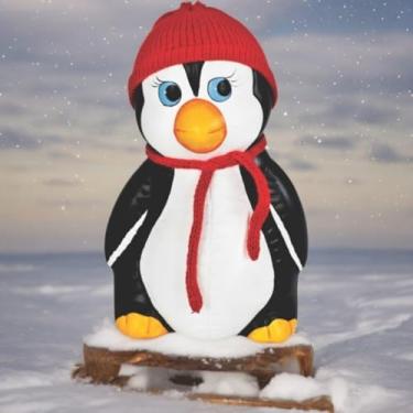 Imagem de Pinguim Enfeite de Geladeira Grande com Touca de Pano Lindo