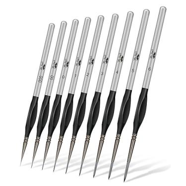 Imagem de Mr. Pen Conjunto de pincéis detalhados – 9 peças, prata/preto, miniatura, ponta fina, pincéis de rosto e modelo