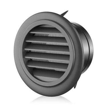 Imagem de Ventilação Soffit de 7,6 cm para exaustor com tela de malha embutida, capa de ventilação de exaustão preta redonda Soffit, capa de grade de persiana ABS, ventilação de secadora para banheiro,