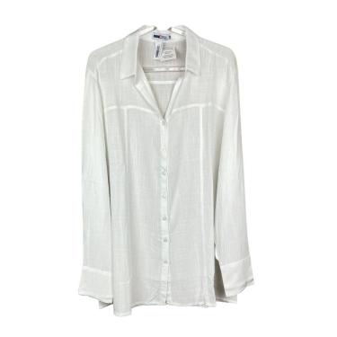 Imagem de Camisa Social Branca Feminina Manga Longa 100% Viscose Premium Doce Brisa