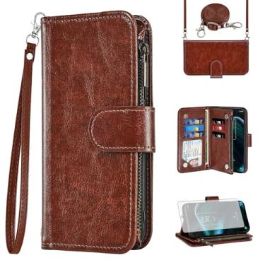 Imagem de Asuwish Capa para celular TCL Stylus 5G 2022 carteira com protetor de tela de vidro temperado alça transversal flip zíper suporte para cartão de crédito suporte TLC Stylo G5 6.81 T779W mulheres