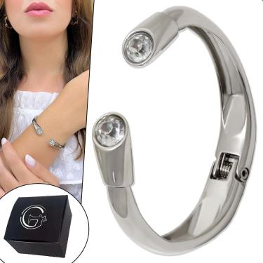 Imagem de Bracelete Prateado com Cristal Pulseira Premium Luz Feminino - NE-Unissex