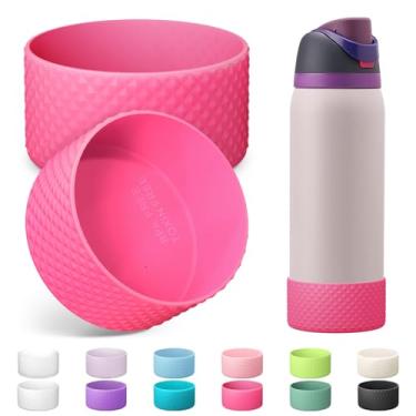 Imagem de Alwenid 2 peças de bota de garrafa de água de silicone para Owala 947 ml, capa protetora antiderrapante para garrafas de água de aço inoxidável FreeSip, Twist e Flip (rosa)