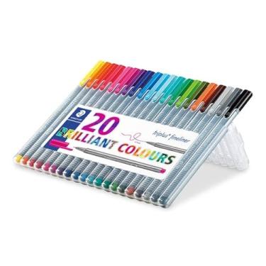 Imagem de Staedtler Triplus Fineliner Pens, .3mm, Metal Clad Tip, 20-Pack, Assorted (334SB20BK)