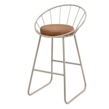 Imagem de Banco Médio Cozinha Barzinho Metal Sunset Champanhe/Durango Kaki