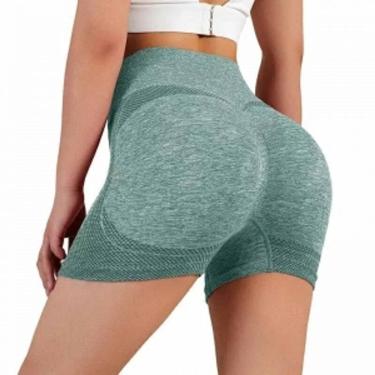 Imagem de Short Levanta Bumbum Cintura Alta Treino Esportivo Yoga Academia Musculação Ginástica