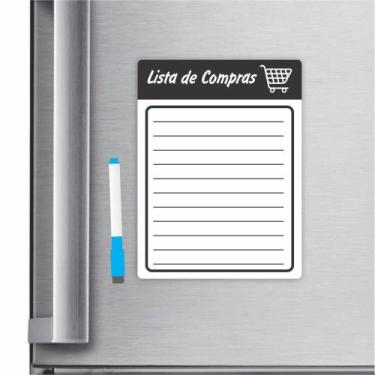 Imagem de Imã De Geladeira Planner Lista De Compras 20x15cm Preto - Micro Oficin