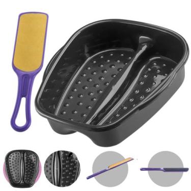 Imagem de Kit Bacia para Pés + Lixa Anatômica Dupla face Pedicure Salão de Belez