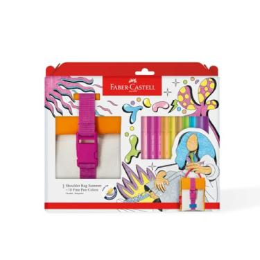 Imagem de Fine Pen Colors Shoulder Bag Summer Faber-Castell + 10 Canetas Ponta Porosa Fina, 0.4 - FPB/ESSMRZF