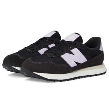 Imagem de New Balance Tênis infantil unissex 237 V1 com cadarço, Preto/Lilás Glo, 5 Wide Big Kid