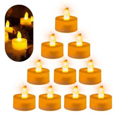 Imagem de Kit 10 Vela Eletrônica Decorativa Led Amarela + 30 Baterias - MULTIART