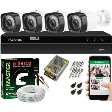 Imagem de Kit Cftv 4 Câmeras Segurança Hd 1 Mp Dvr Mhdx Full Hd Intelbras