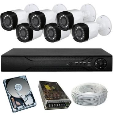 Imagem de Kit 6 Cameras Segurança 720 Hd 1 Mp Dvr 8 Canais Multi Hd 8ch Alta Res