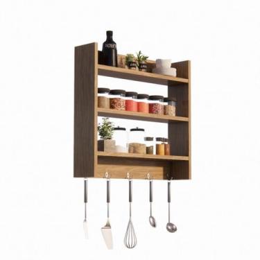 Imagem de Porta Condimentos Parede Temperos Cor Amendoeira 3 - Facris