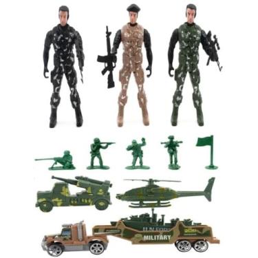 Imagem de Boneco soldado plástico brinquedo soldadinho veículos caminhão blindad