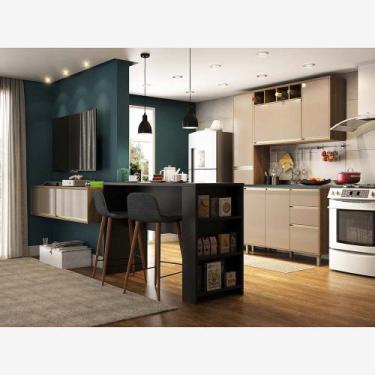 Imagem de Cozinha Pequena 6 Peças com Bancada para TV Balcão Ilha Balcão de Pia 