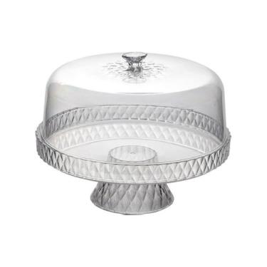 Imagem de Boleira De Plástico Com Tampa E Prato Para Bolo E Torta Com Borda Alta