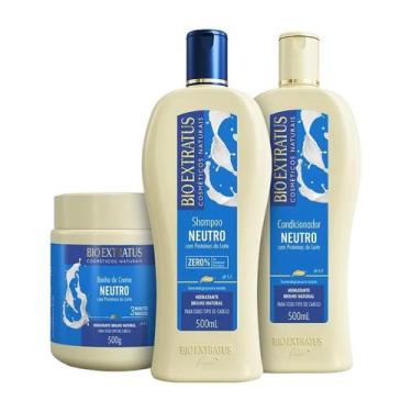 Imagem de Kit 1 Shampoo 1 Condicionador 1 Banho creme Brilho Natural Neutro 500 