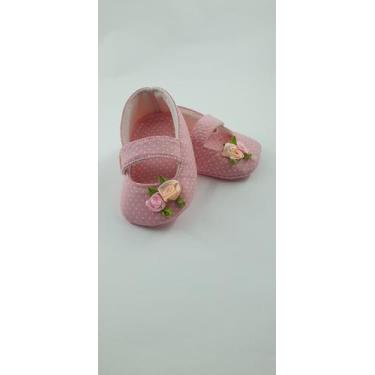 Imagem de Sapatinho De Poá Rosa De Tecido Para Bebê - Cantinho do Bebê, P