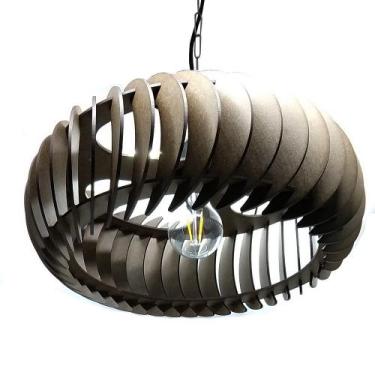 Imagem de Lustre Luminária Pendente de Madeira MDF Mod. Sophia GD Inclinado Taba