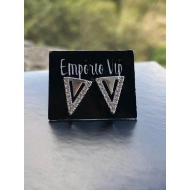Imagem de Brinco Prata Pura Triangular - Empório VIP