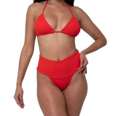 Imagem de Biquini Cortininha Hot Paint Calcinha Cós Alto Duplo Praia V 007 - Reg