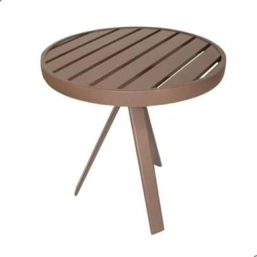 Imagem de Mesa Mesinha Lateral com Tampo Ripado Todo em Alumínio - Nossa Kasa Mó