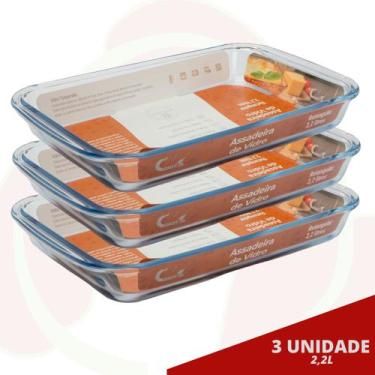 Imagem de 3UNI Assadeira Retangular 2,2L Média Saladeira Forno Microondas - Casa