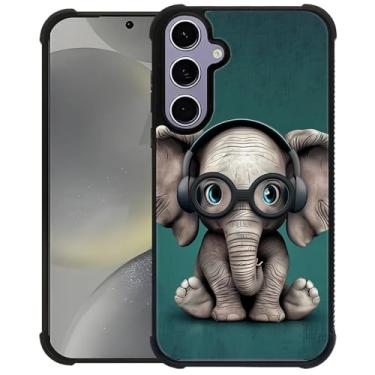 Imagem de Goodsprout Capa compatível com Samsung Galaxy S24 S25, com fones de ouvido fofo pequeno elefante incrível design à prova de choque anti-arranhões capa traseira rígida PC para Samsung Galaxy S24 S25