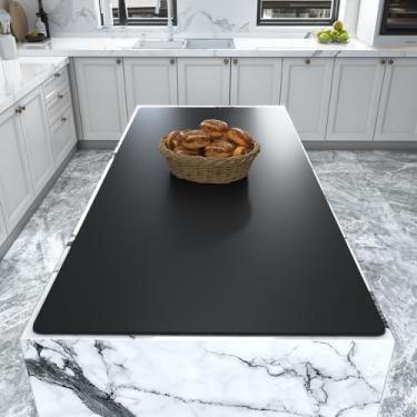Imagem de Warome Tapete de silicone, tapetes grandes de silicone de 119 cm x 60 cm para balcão de cozinha, tapete mais espesso resistente ao calor, jogo americano impermeável, tapete de artesanato para resina/pintura/argila, tapete protetor de bancada, sem vincos (preto)