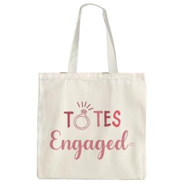 Imagem de OTOUO Bolsa de lona In My Engaged Era - Bolsa de ombro de lona de noivado rosa para noiva, presente de noivado para ela, Sacolas, One Size