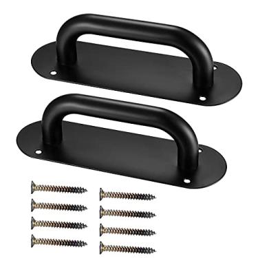 Imagem de Puxador de porta de puxar placa de porta, 2 peças de maçanetas de placa de empurrar, puxadores de porta de celeiro resistentes, puxadores de puxar de gaveta de armário para gaveta de armário de