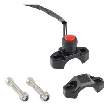 Imagem de Interruptor universal de parada de partida do motor de motocicleta com placa traseira de montagem para quadriciclo e scooter Quard com guidão de 22 mm (preto (botão vermelho))