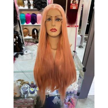 Imagem de Front Lace Lacewig Peruca Premium Repart Livre Cor Salmão Lisa 80cm ap