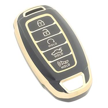 Imagem de Capa de chaveiro adequada para Hyundai Palisade Accent Azera Elantra GT Grandeur I30 IG IX35 Kona Santa Fe Solaris Smart Remote Holder Skin Protector Keyless Entry Sleeve Accessories (preto)